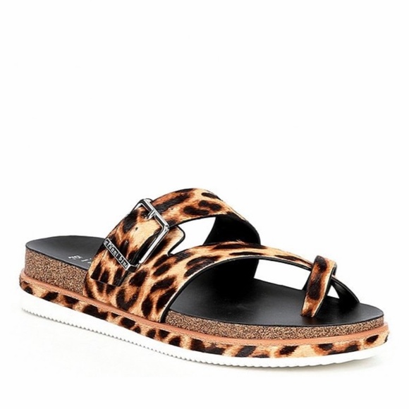 Gianni Bini Shoes - Gianni Bini Klaudy Leopard Calfhair Buckle Toe Loop Sandal Sz 9 NIB